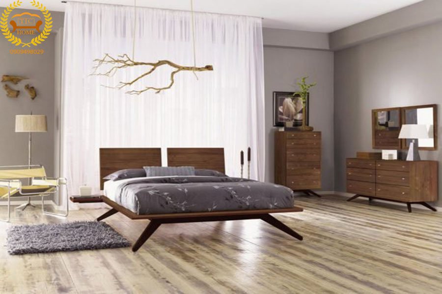 nội thất phòng ngủ làm bằng gỗ óc chó