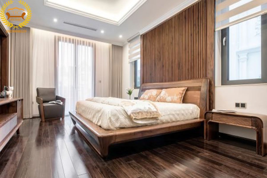 sàn phòng ngủ bằng gỗ óc chó