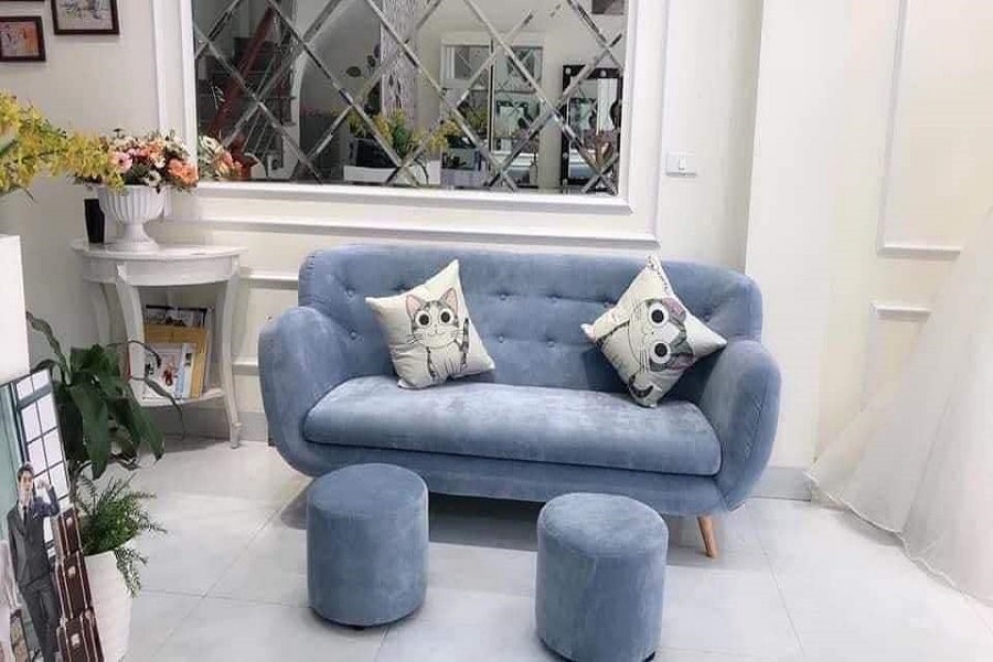 sofa-vải-nhung-cho-phòng-khách-nhỏ