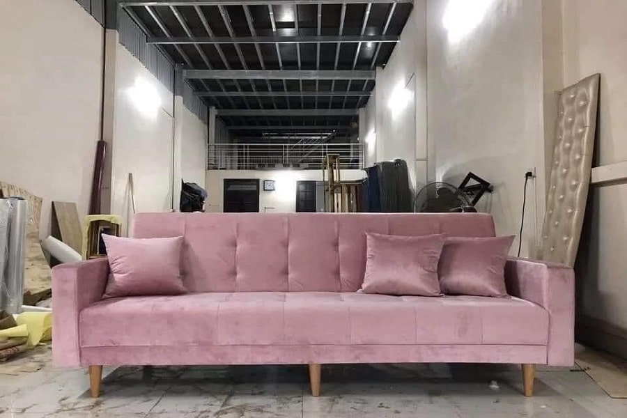 sofa-vải-nhung-cho-phòng-khách-nhỏ